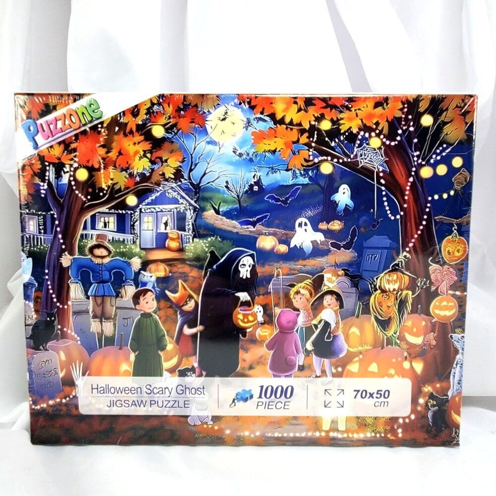 1000-Piece Halloween Jigsaw Puzzle Halloween Scary Ghosts Haunted Fun 70x50cm - Picture 2 of 5